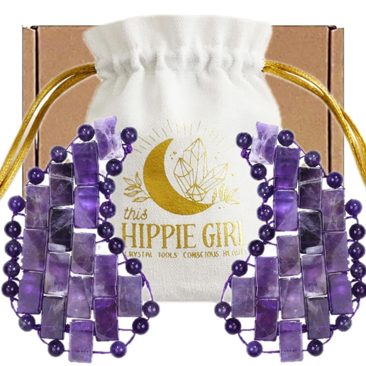 This Hippie Girl Amethyst Crystal Under Eye Mask – Cooling Gemstone Eye Mask for Puffy Eyes, Dark Circles & Relaxation