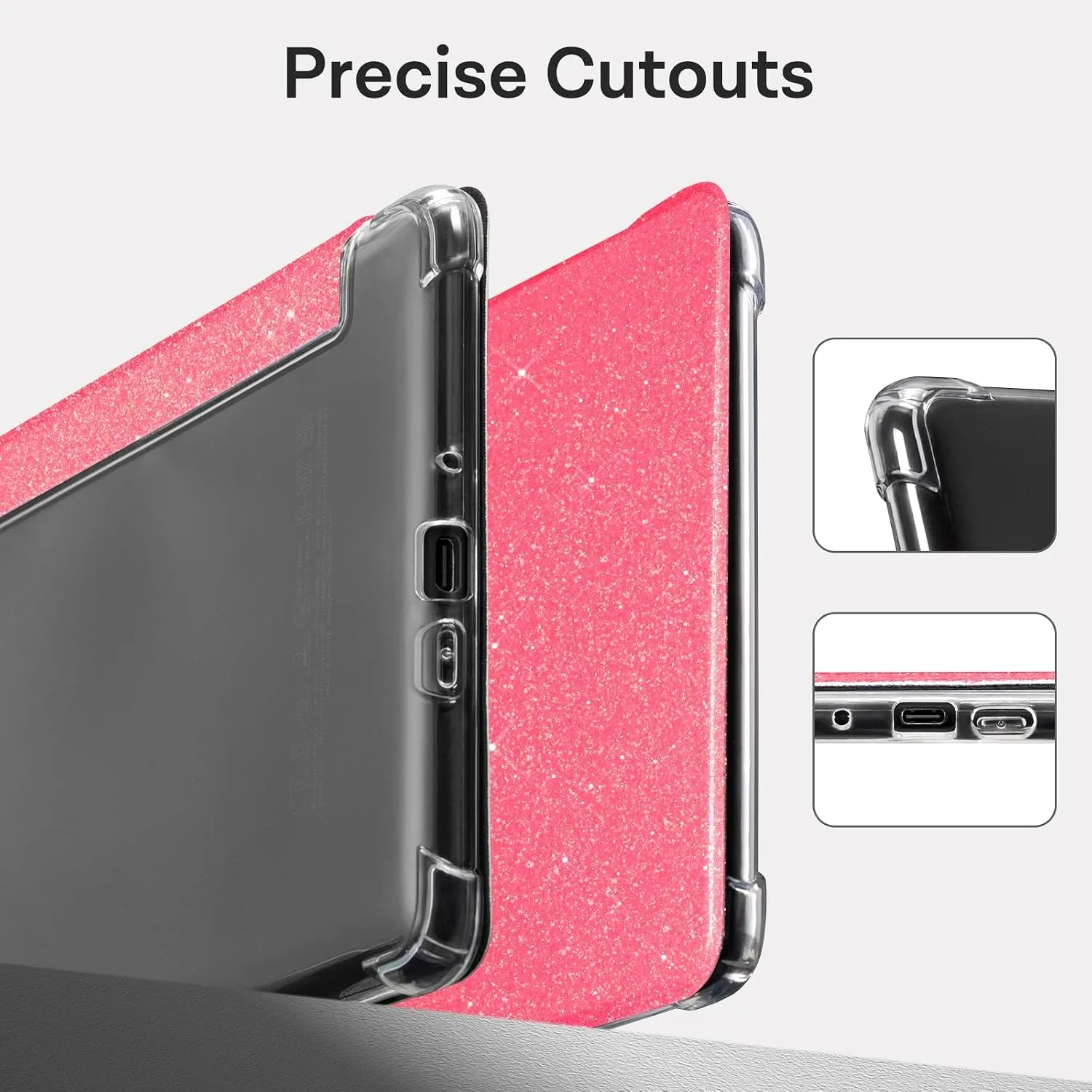 CoBak Case for 7" Ereader - New PU Leather Cover and Clear Soft Silicone Back Cover with Auto Sleep Wake Feature