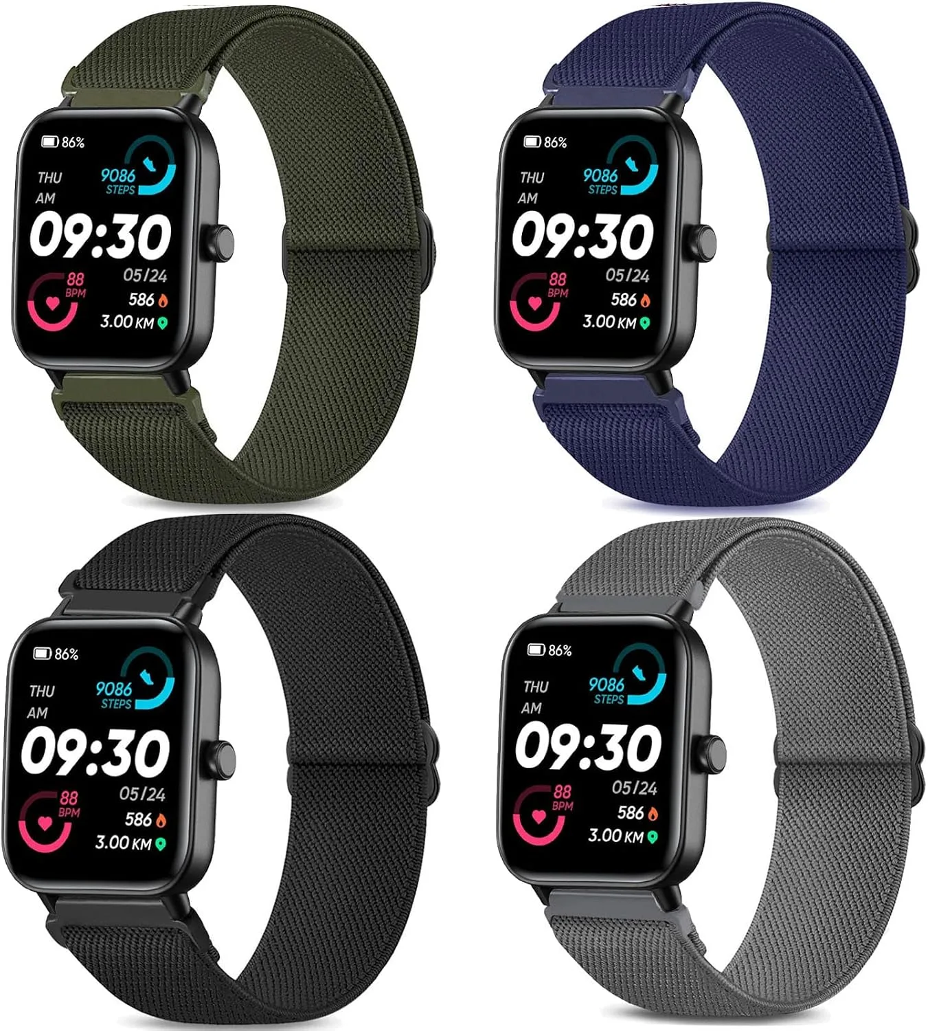 Correas para reloj Cunujix 4 unidades nylon elástico 22mm compatibles con varios modelos