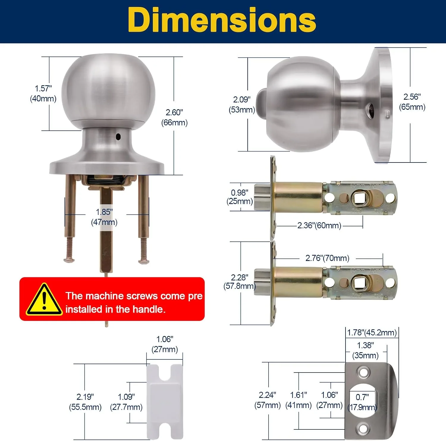 Lanwandeng Door Knobs with Lock and Key, Keyed Entry Door Knob, Exterior and Interior Door Lock, Door Handle Satin Nickel
