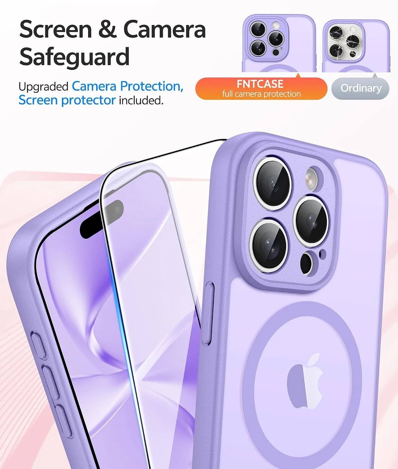 FNTCASE for iPhone 15 Pro Max Case, Fit for Magsafe, Light Purple