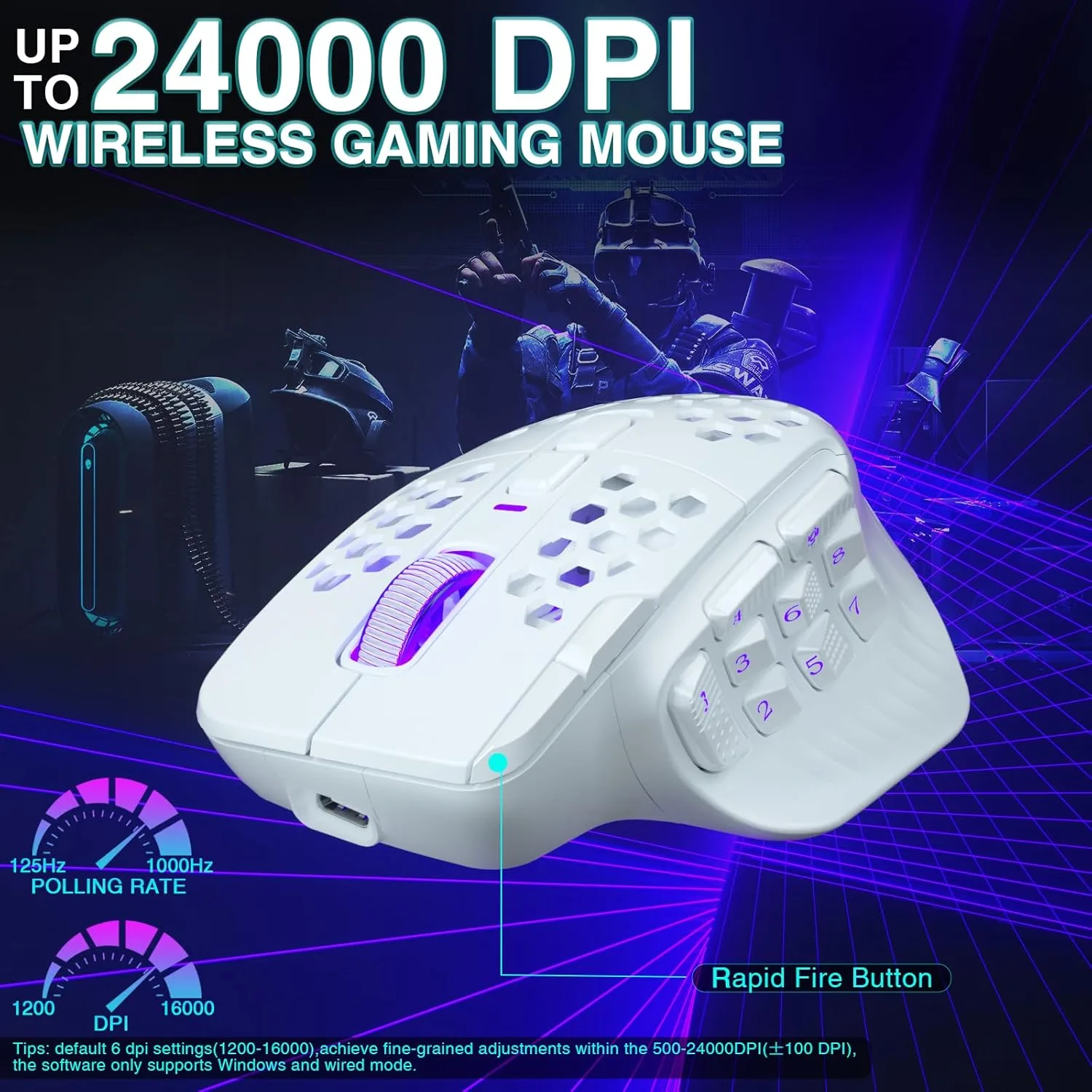 SOLAKAKA SM809 Pro Gaming Mouse with 9 Side Buttons,24000 DPI RGB Mouse for Gamer,16 Programmable Macros MMO Mouse