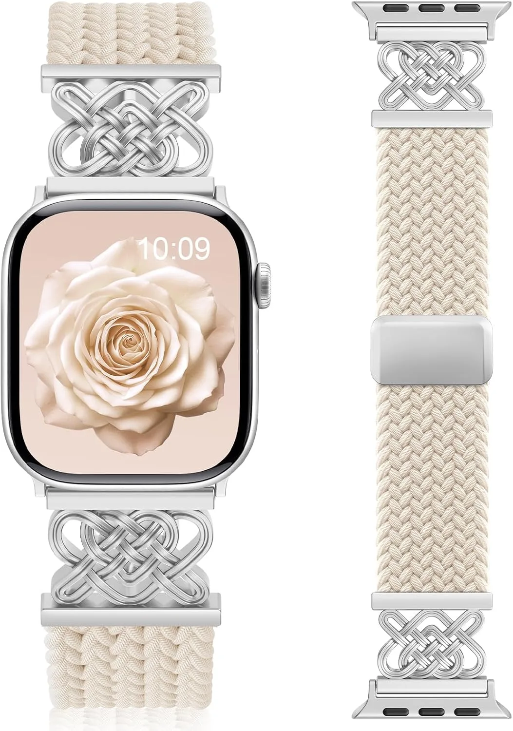 Correa trenzada elástica Firefit para Apple Watch 38mm 40mm 41mm 42mm para mujer