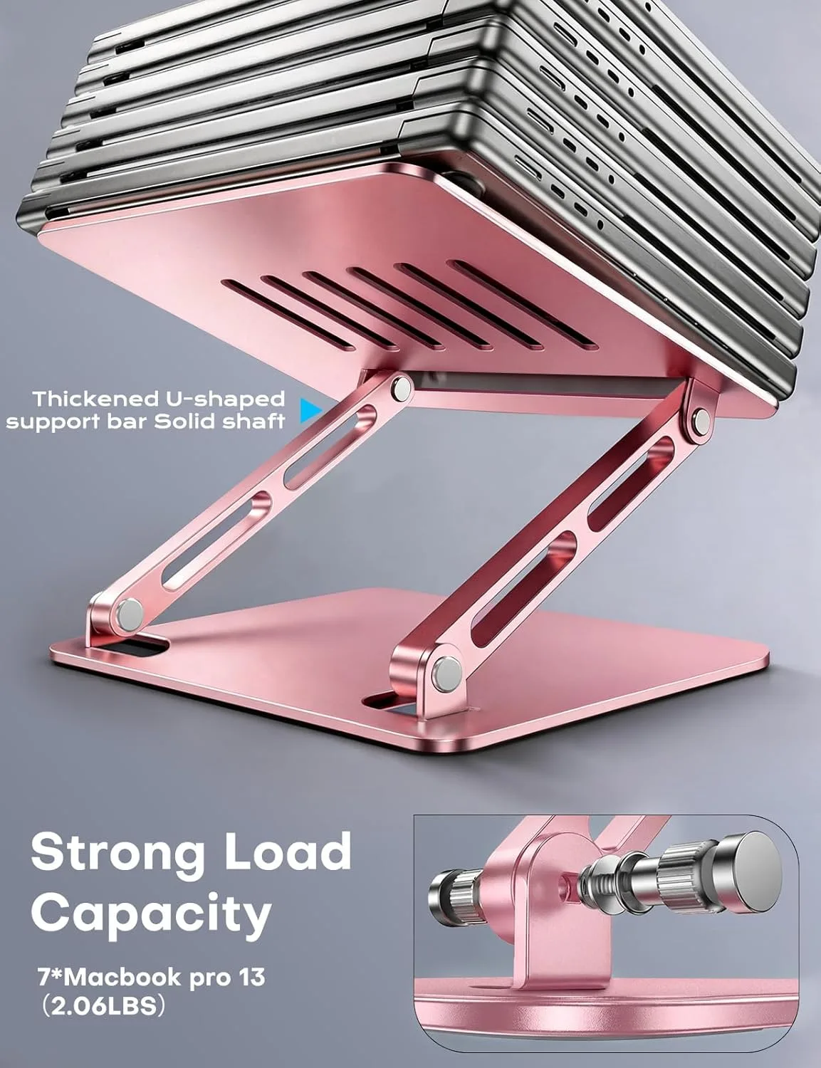 LOXP Aluminum Laptop Stand, Laptop Stand for Desk Ergonomic -Pink