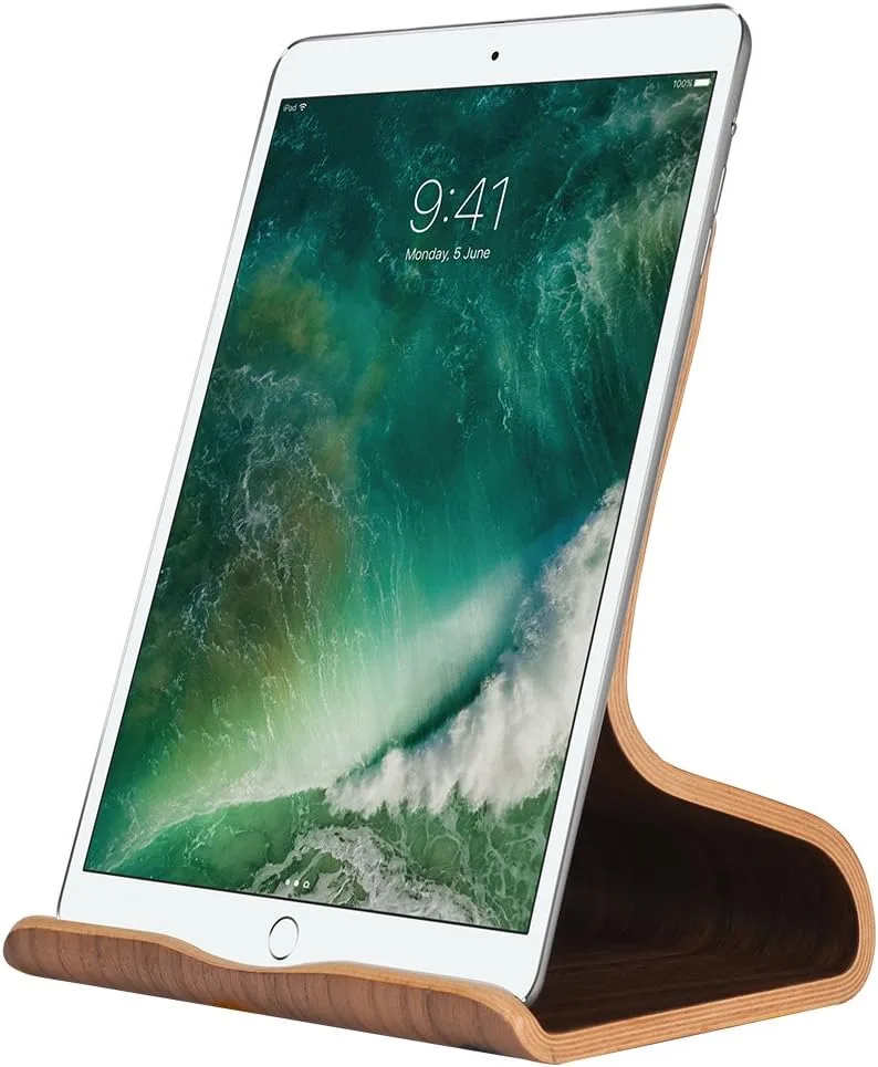Soporte para tablet Samdi Wood Tablet Stand nogal negro 4-13 pulgadas