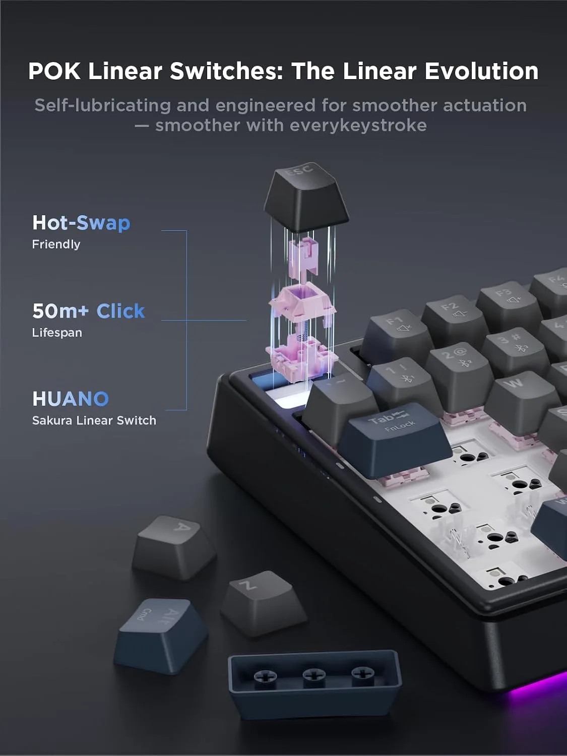 wegear 75% Compact Mechanical Keyboard with Knob for PC/Mac/Laptop-Black