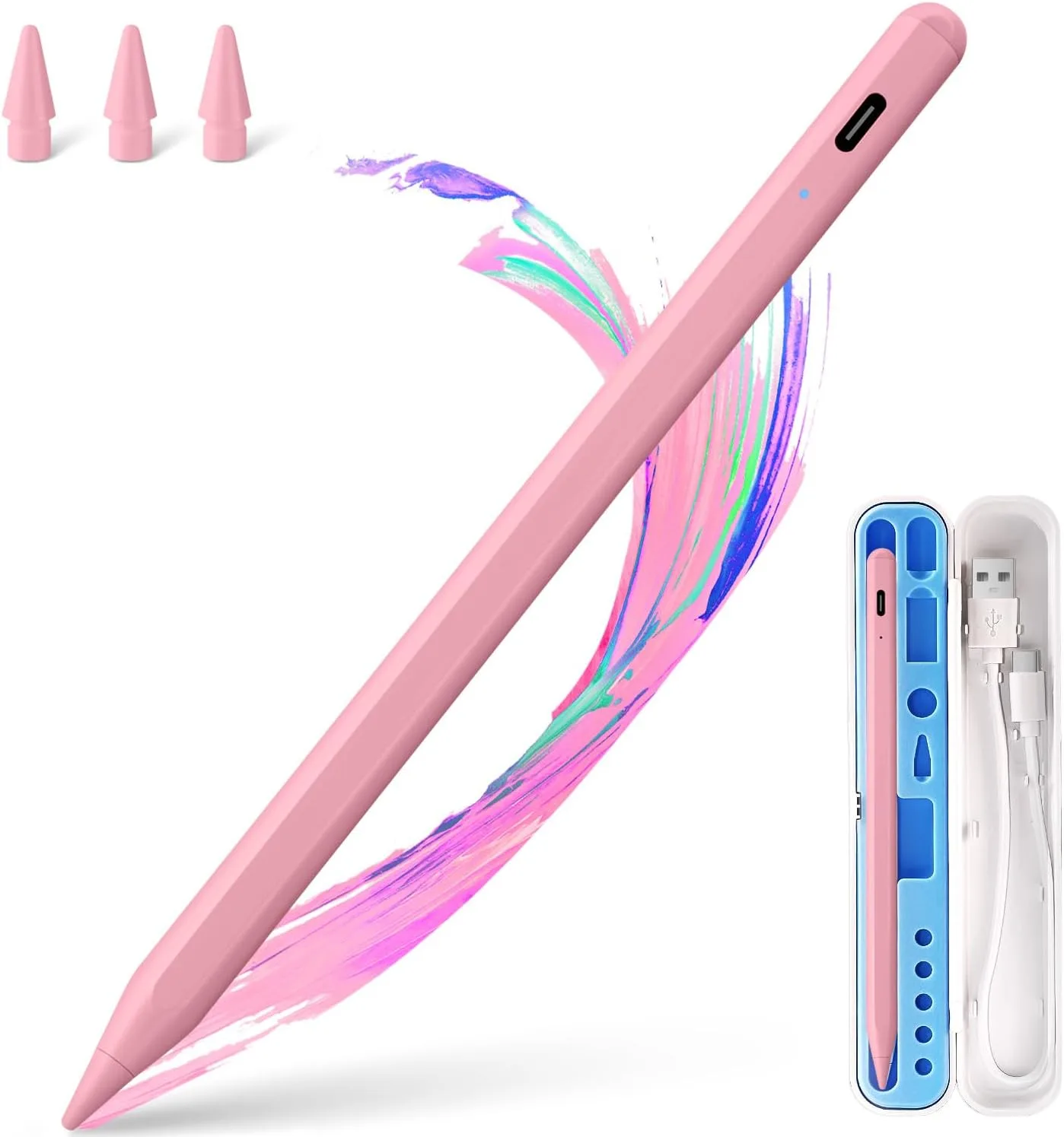 BLEBLE Stylus Pen for iPad 2018-2026, Fast Charge Apple iPad Pencil-Pink