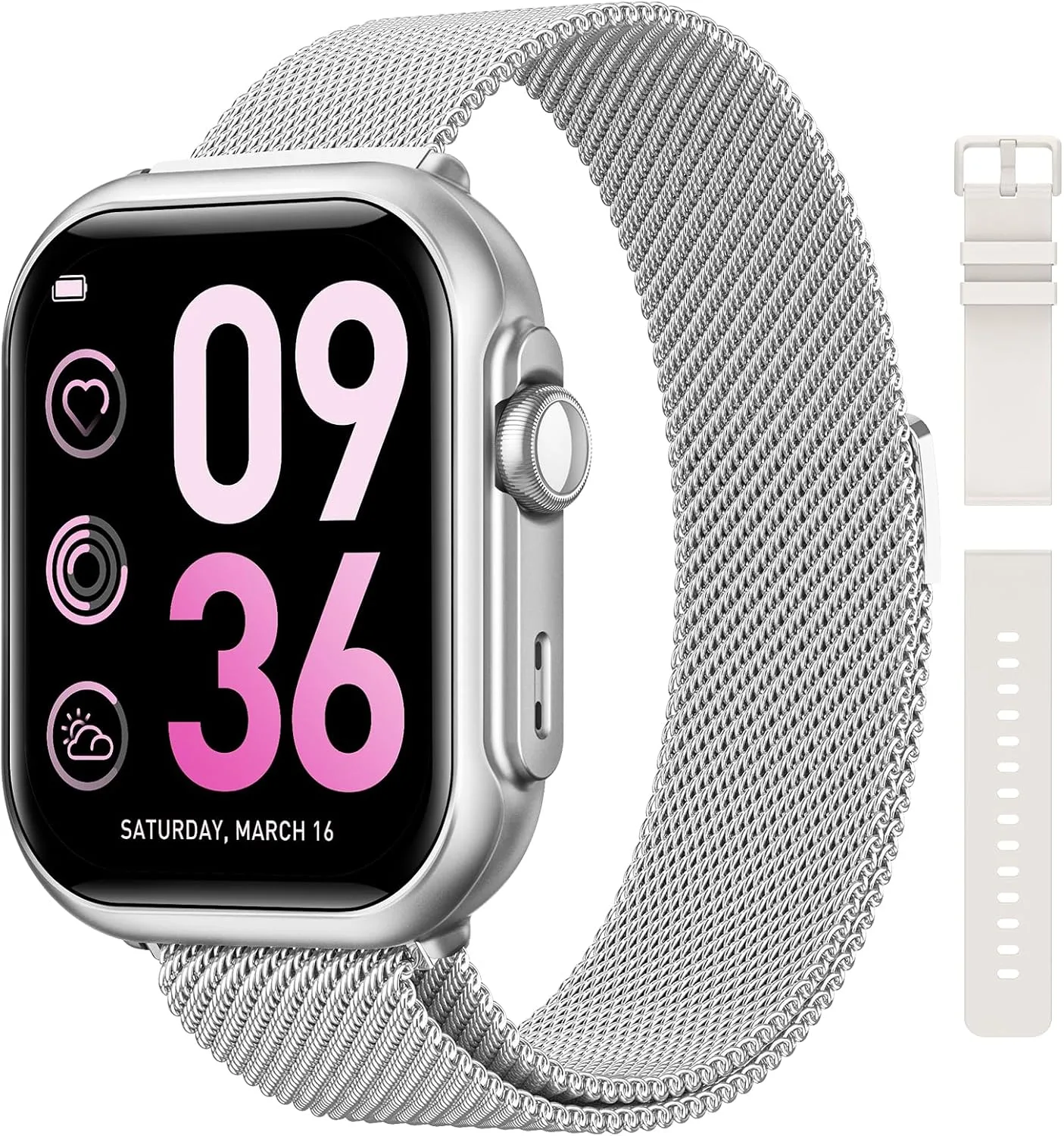 Smart Watches for Women, 1.85" HD Smartwatch with Heart Rate/Sleep/Health Monitor, Fitness Trackers with 100+ Sports Mode、Answer/Make Call and 1000mAh Battery, Compatible iPhone/Android, with 2 Bands