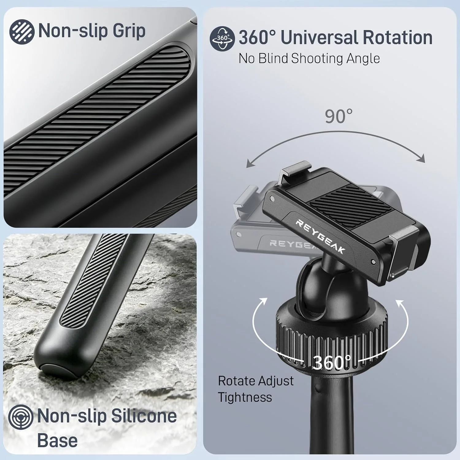 REYGEAK 15" Camera Tripod 360° Ball Head for DJI Osmo 360 Action 5 pro/4/3