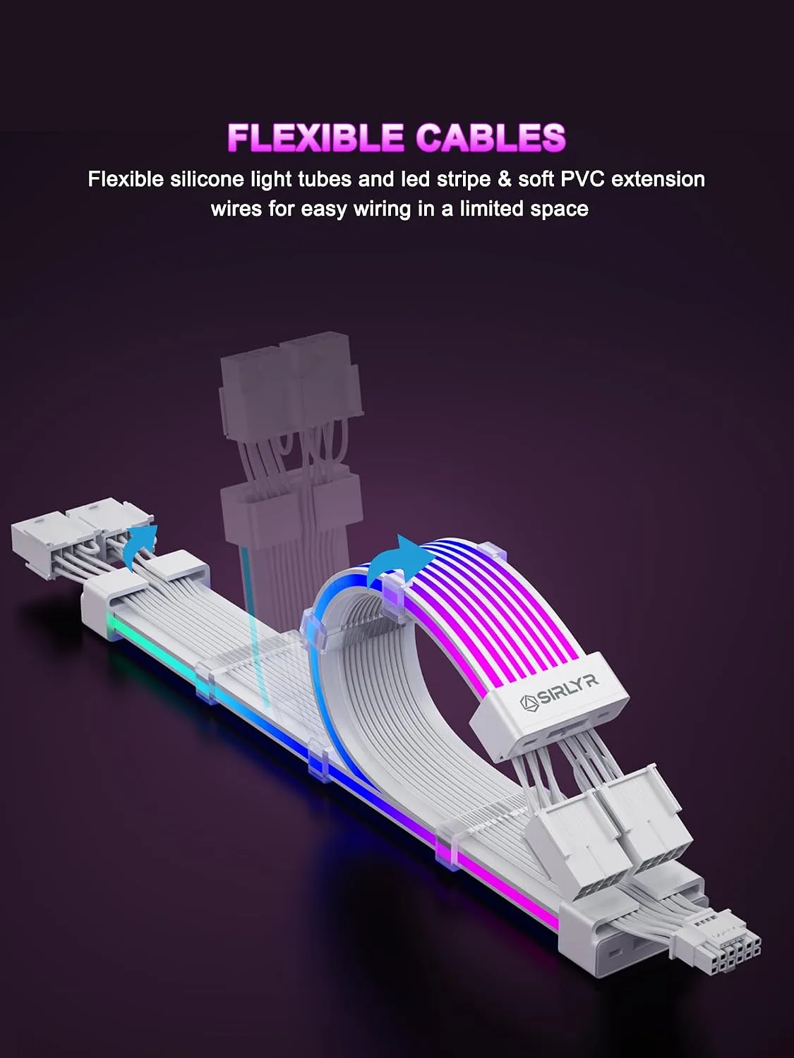 Sirlyr RGB 12VHPWR Cable Set,ARGB PSU Extensions for RTX 50/40
