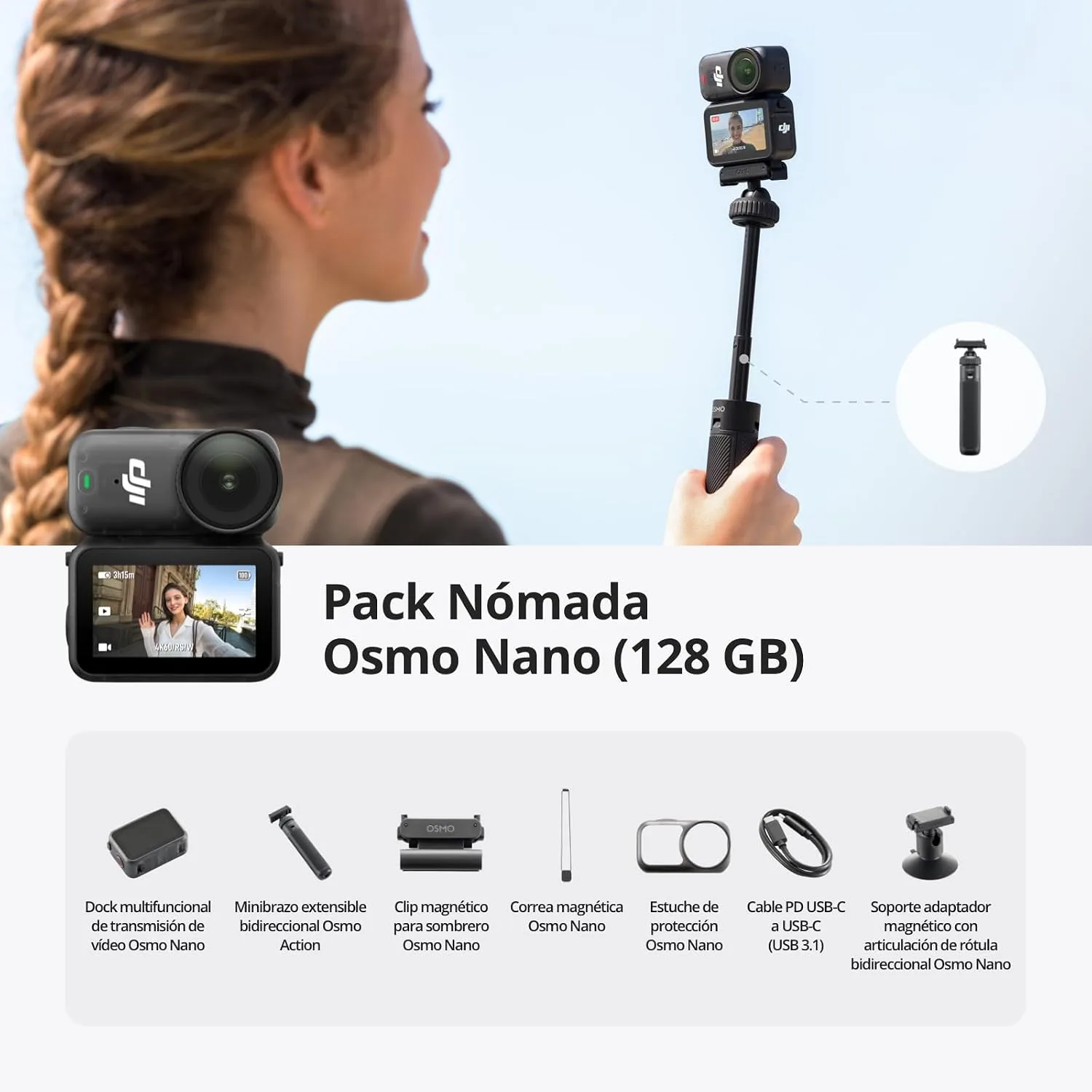 DJI Osmo Nano On-the-Go Combo (128GB), 4K Wearable Camera
