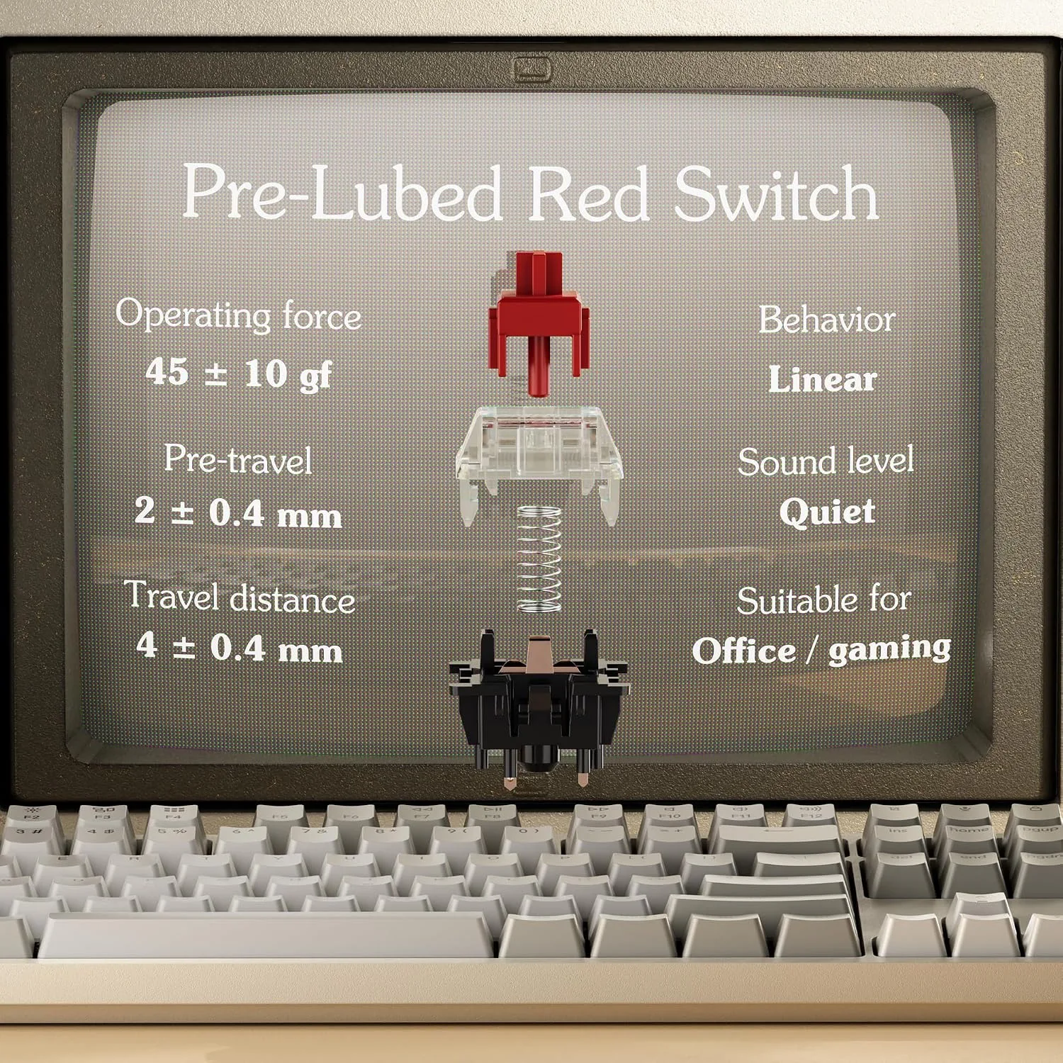 Keychron C2 Full Size Wired Mechanical Keyboard, Red Switch, Retro