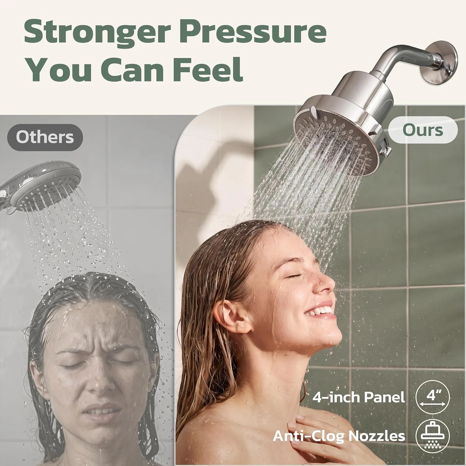 JDO High Pressure Filtered Shower Head, 5 Modes Rain Showerhead with Filter