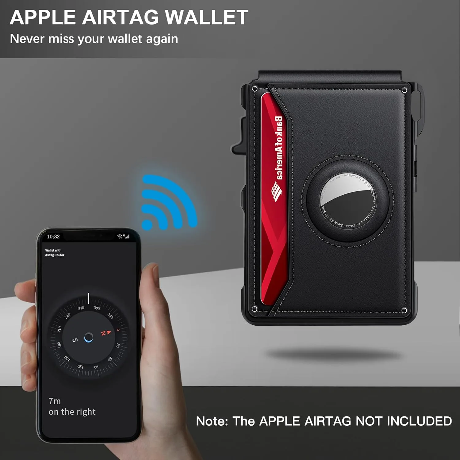 Airtag Wallet for Men Smart Wallet for Air Tag RFID Blocking Minimalist