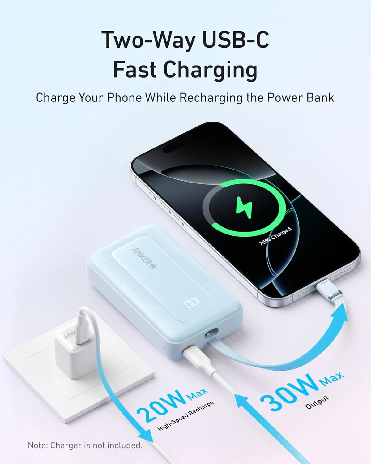 Anker Power Bank,10,000mAh 30W with USB-C Travel Essential Portable Charger