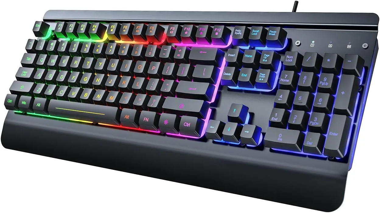 Teclado Gamer Risophy 104 Teclas Panel Metálico Retroiluminado Arcoíris