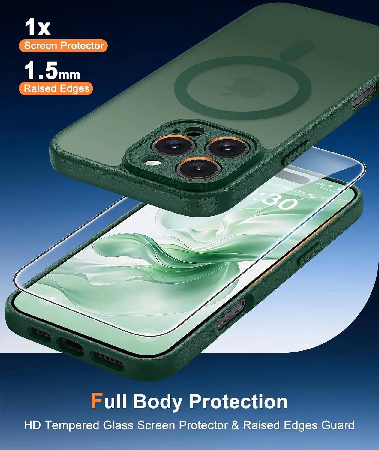 FNTCASE for iPhone 16 Pro Max Case Fit for MagSafe Green