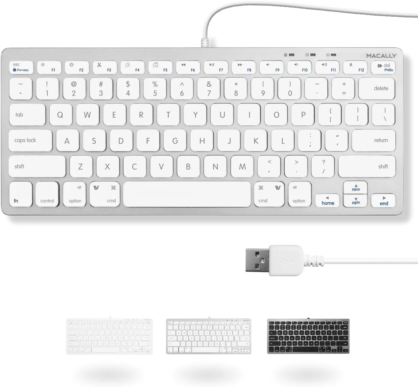 Teclado pequeño con cable Macally para Mac y Windows 78 teclas
