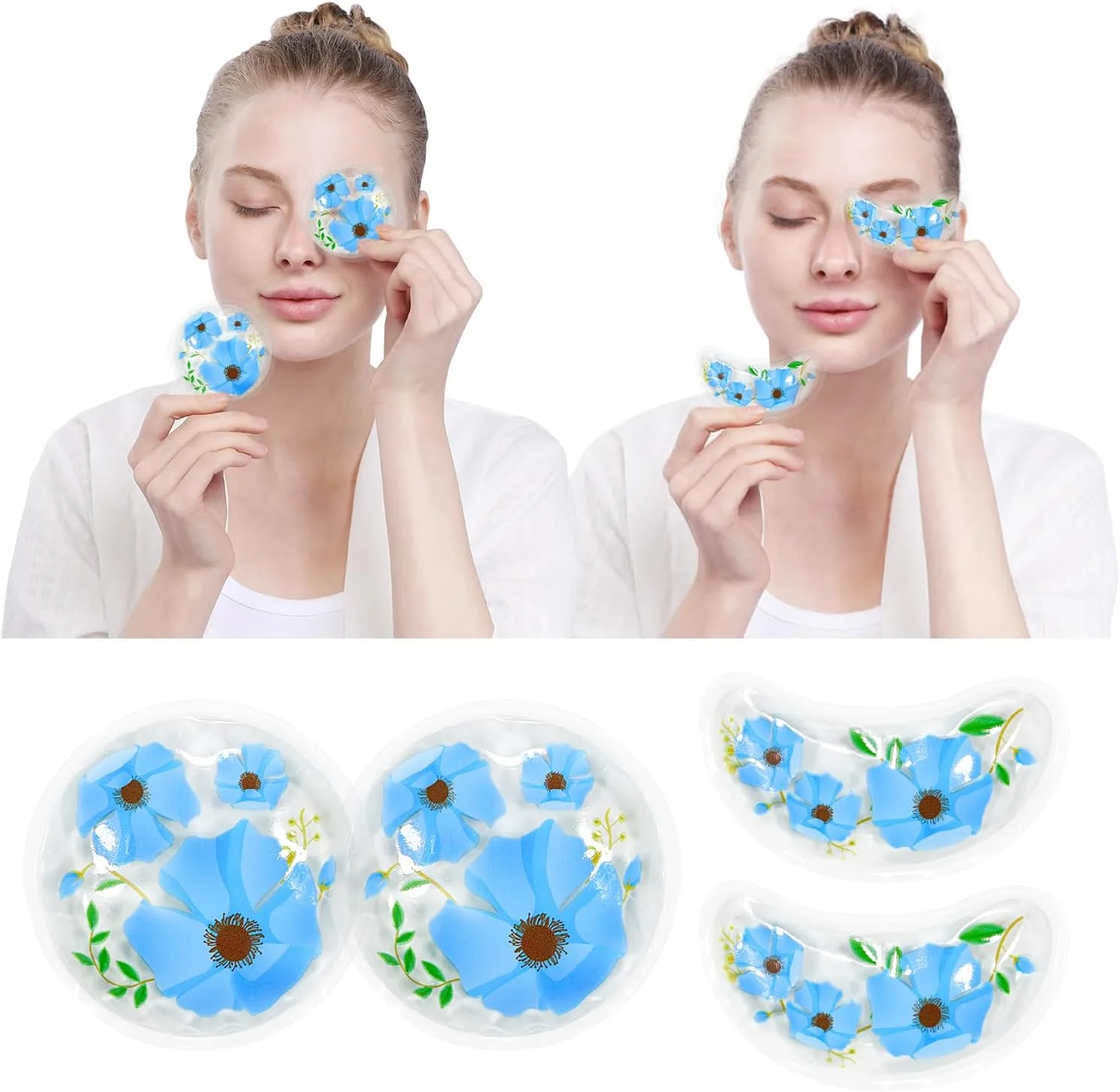 4PCS Gel Eye Ice Pack Set Reusable, Cold and Hot Compress for Eyes