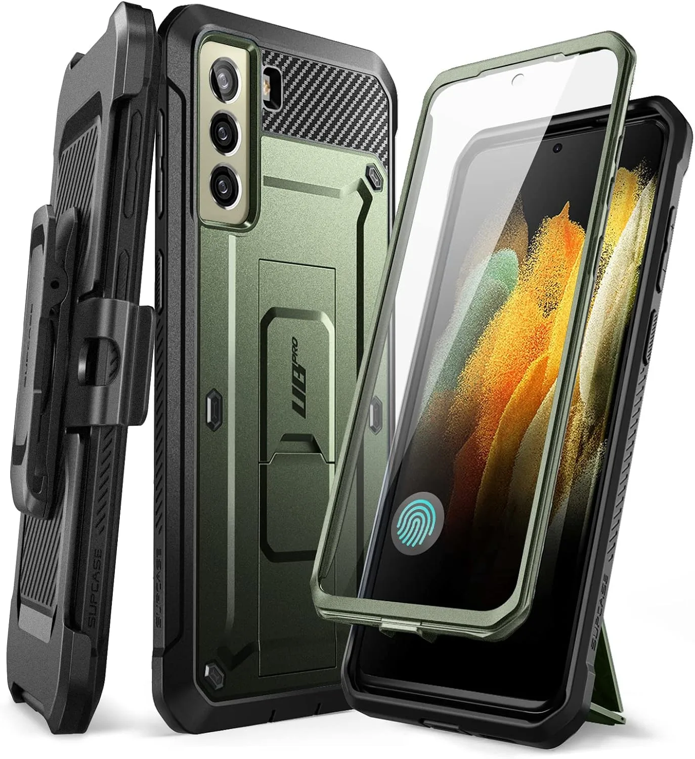 SUPCASE for Galaxy S21 FE Case with Built-in Screen Protector, Green