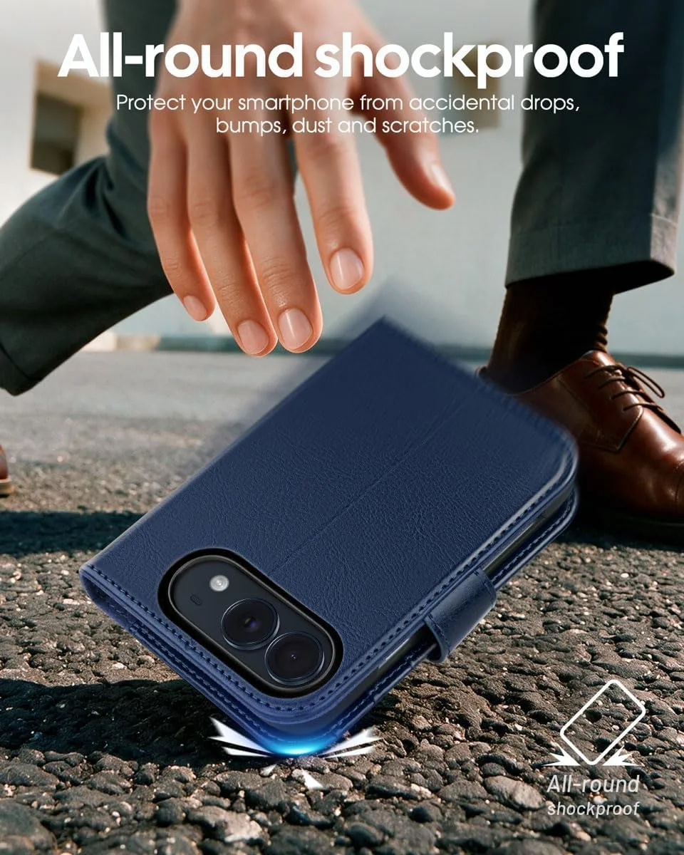 OCASE for iPhone Duo Wallet Case with Card Holder, Blue