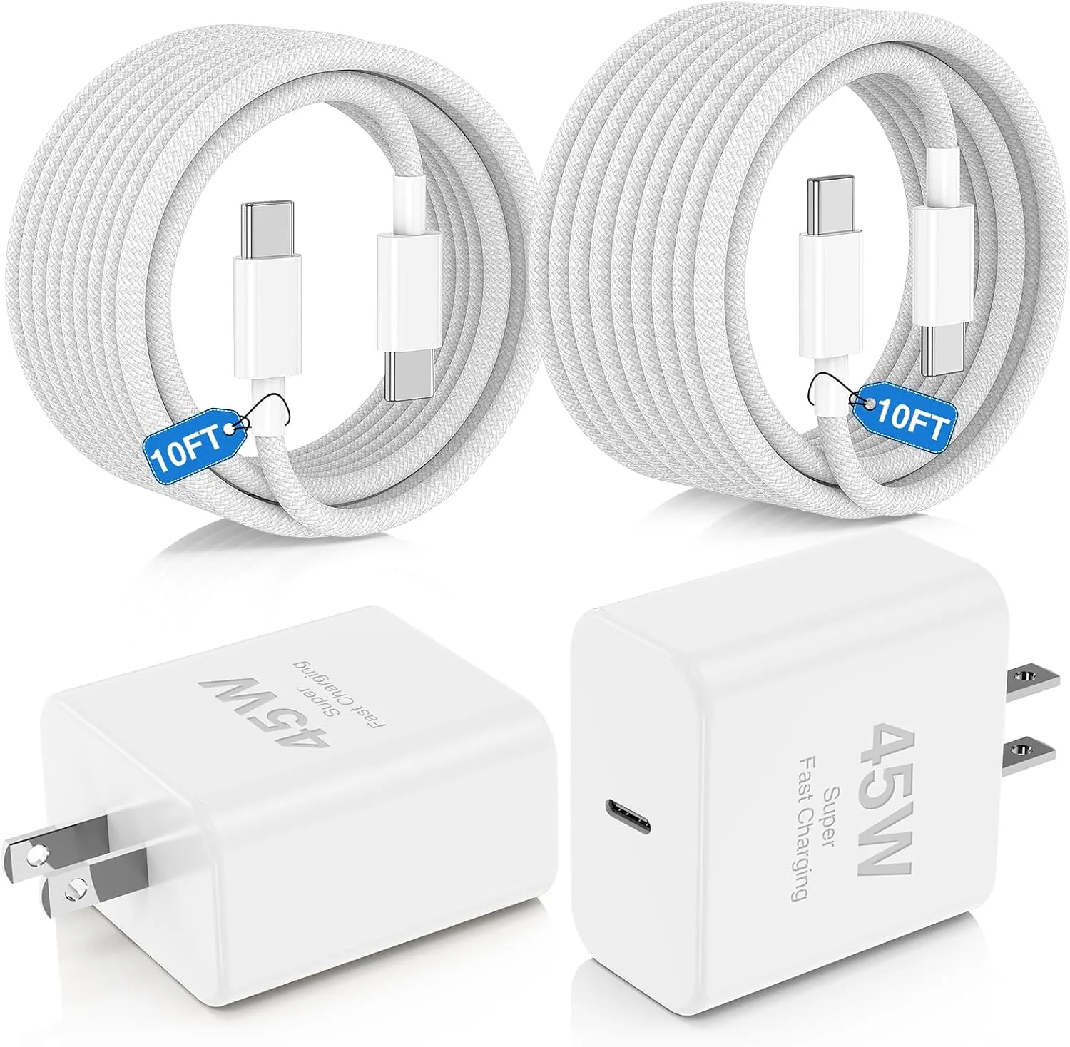 Cargador 45W Qzvoo para iPhone 18 Pro Max con cable trenzado USB-C a USB-C