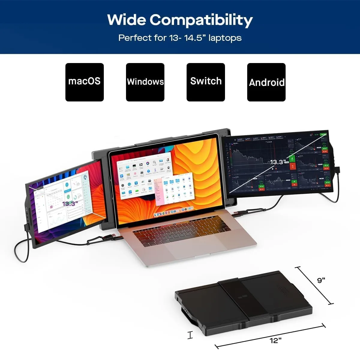 Trio 3 Pro 14.1" 1400p Mobile Pixels Portable Laptop Monitor(2026 Version)