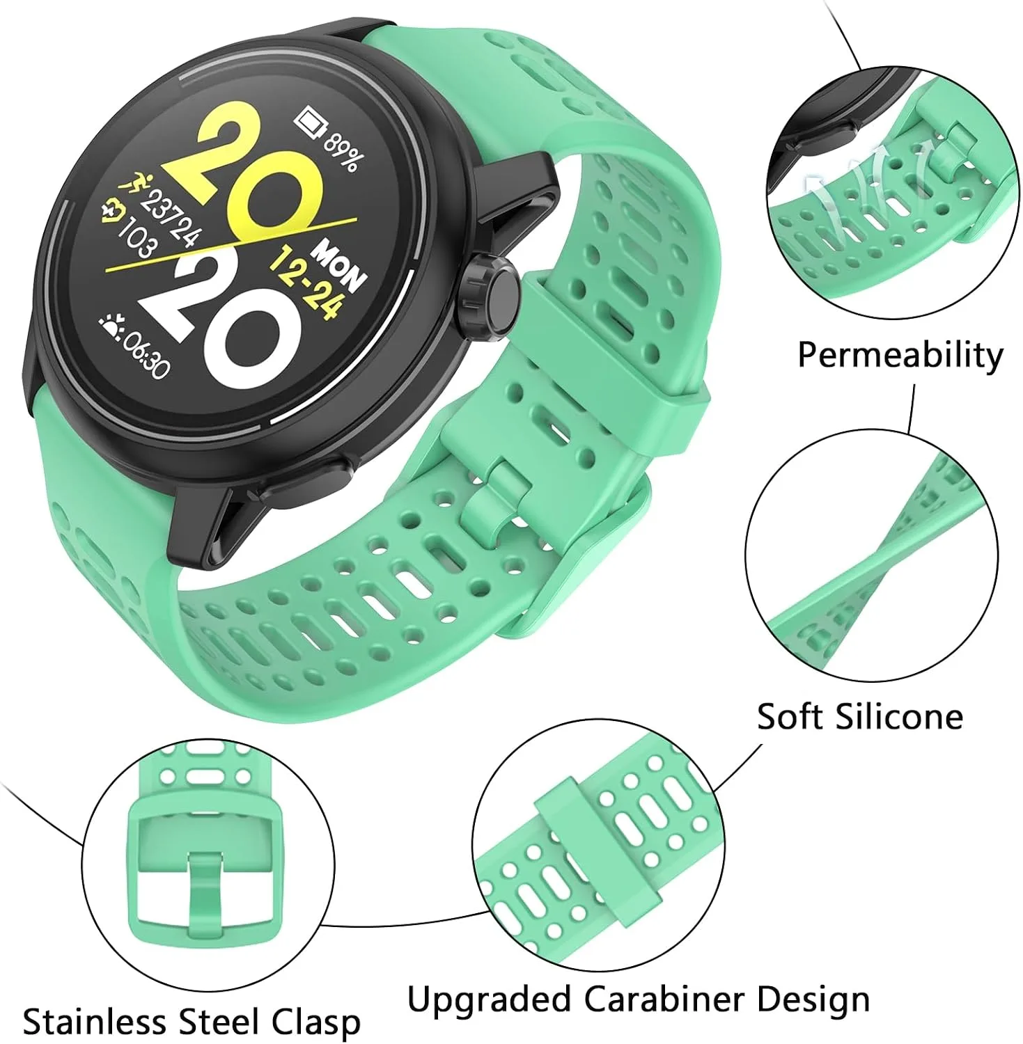 Compatible with COROS Pace 3 Watch Band, 22mm Quick Release Sports Silicone Watch Band Breathable Wristband Strap Women Men Strap for COROS APEX 2 Pro/APEX 46mm/APEX Pro