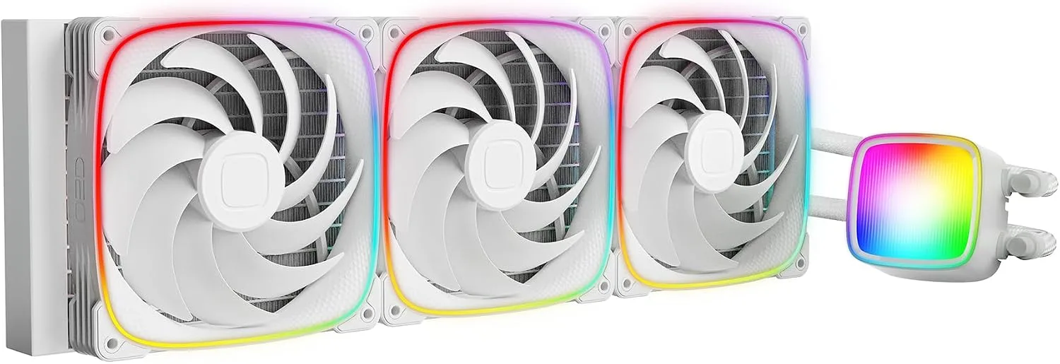Geometric Future Eskimo Pro - 420mm AIO CPU Liquid Water Cooler- RGB PWM Squama 2503W 140mm Fan x 3- Fit Intel® LGA 1700, AMD®AM5 - White- (GEO-EP-42W)