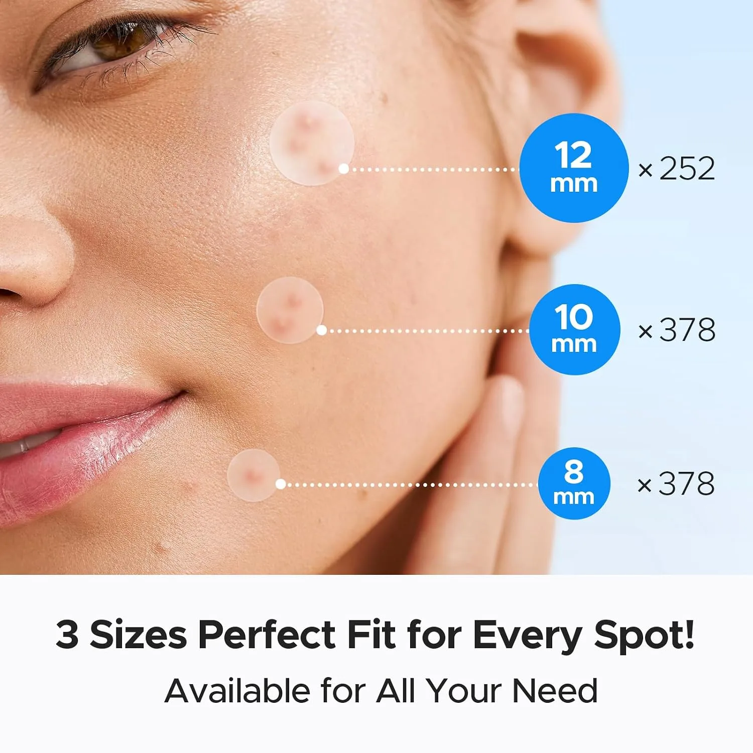 LitBear Pimple Patch Bulk, 1008 Patches 3 Size Acne Patches for Face