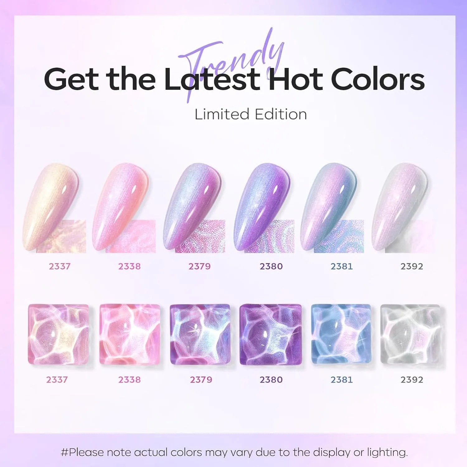 modelones Gel Nail Polish Glitter Pearl 6Colors Pink Purple White Spring