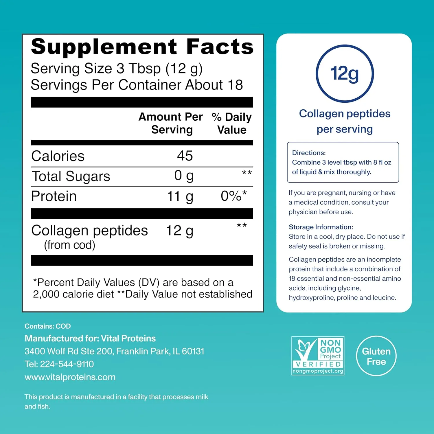 Vital Proteins Marine Collagen Peptides Powder Supplement, 7.8oz