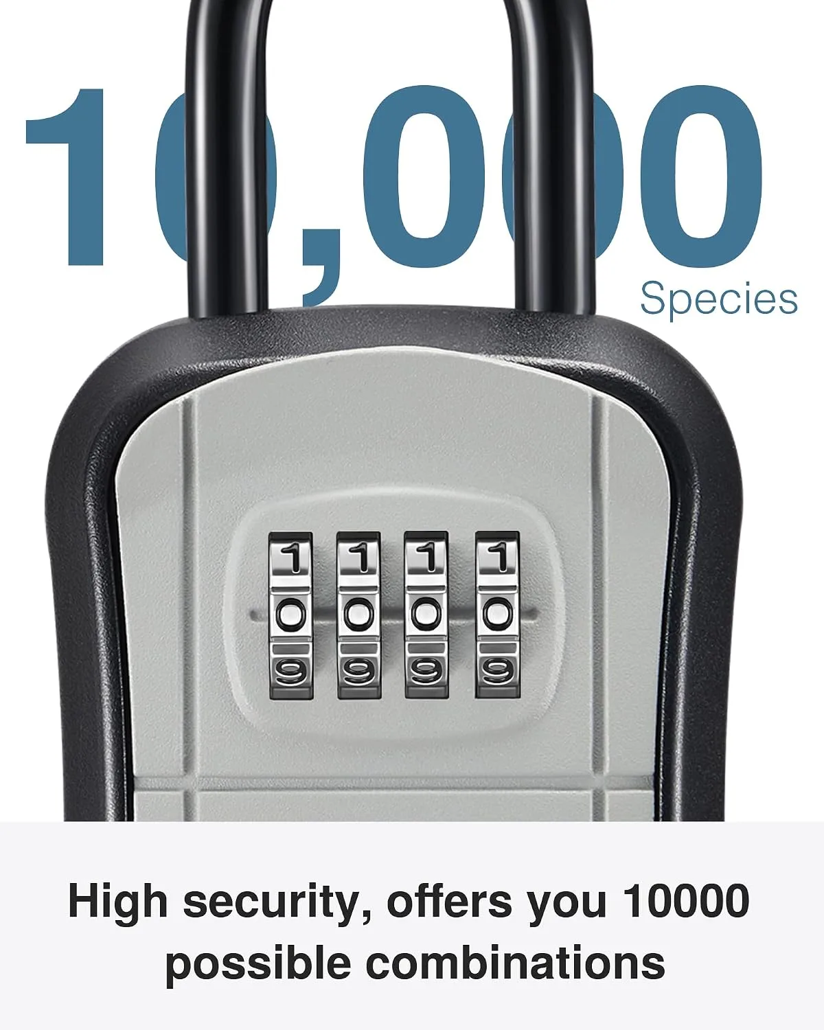 Puroma Key Lock Box Outdoor 4 Digit Code Combination Lockbox House, 1 Gray