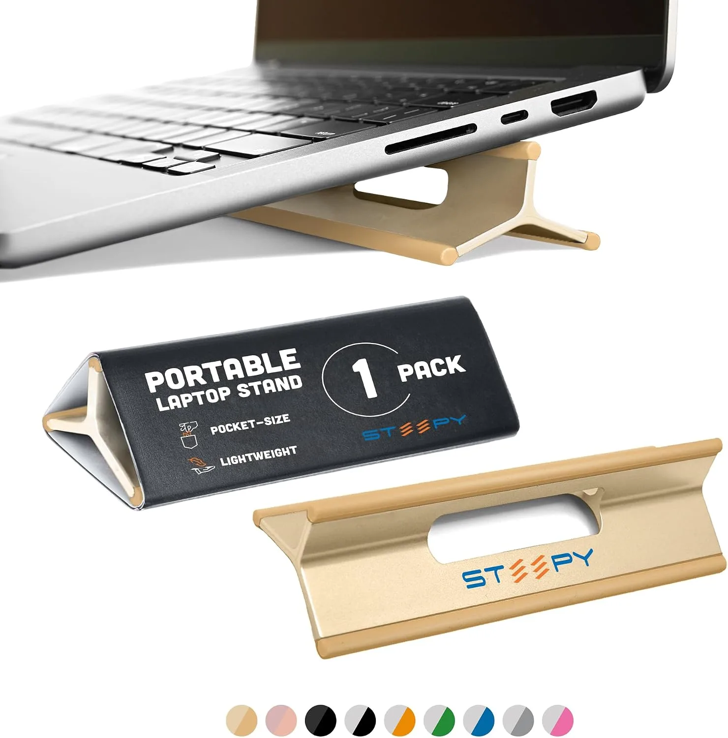 Steepy Portable Laptop Stand for Desk – Adjustable Height & Laptop Holder