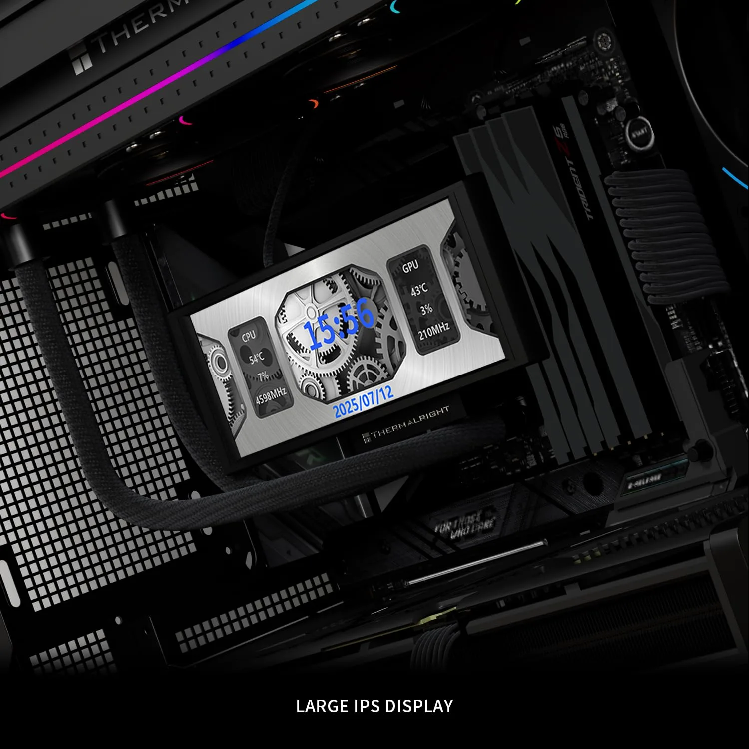 Thermalrlght Trofeo Vision 360 ARGB Black CPU Aio Cooler,CPU Water Cooling System,6.86inch IPS Long Screen with 1280x480 Resolution,for AM4/AM5,LGA1851/1700,Magnetic Screen is not Limited