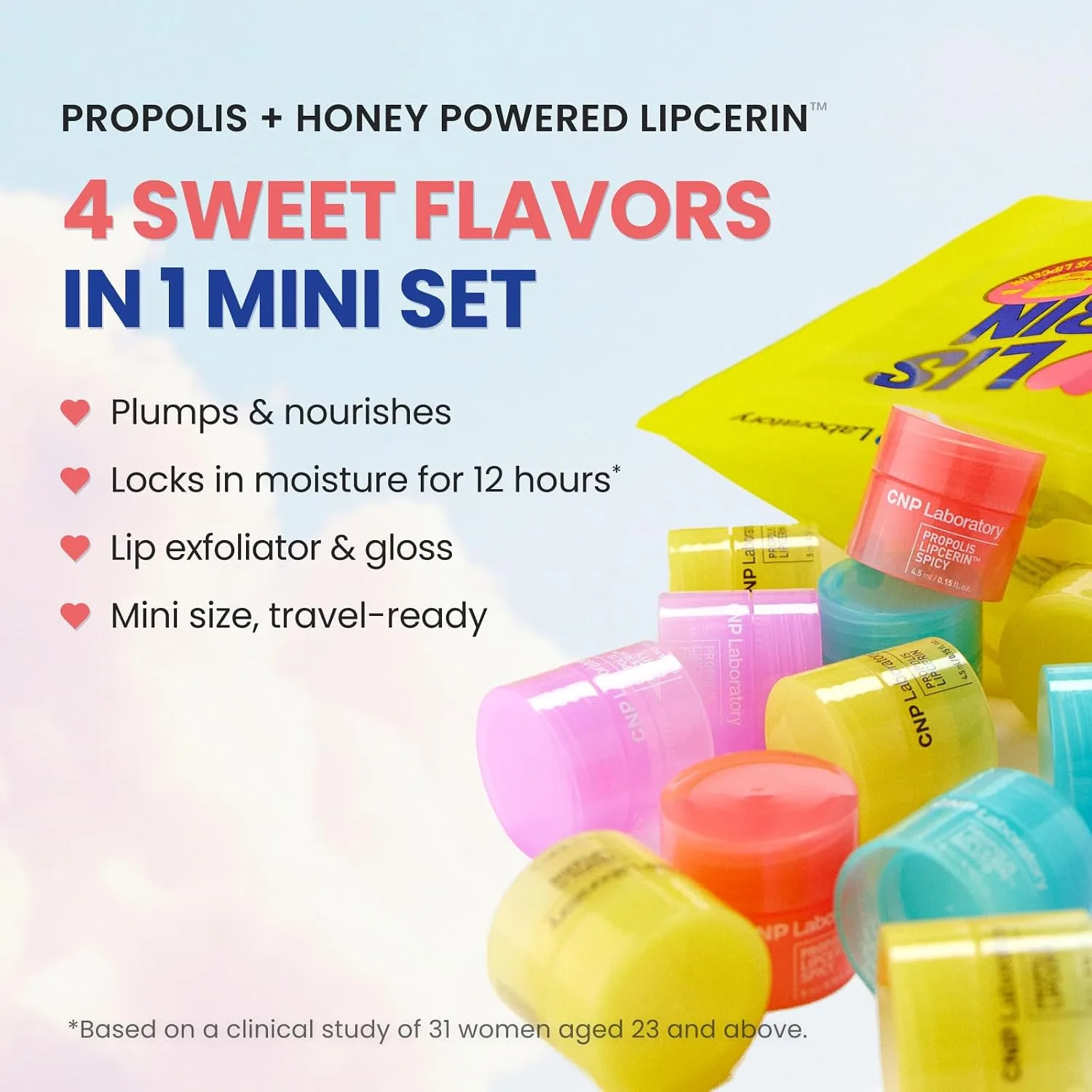 CNP Propolis Lipcerin™ Mini Set, 4 Flavors, 0.15 fl.oz. x 4ea