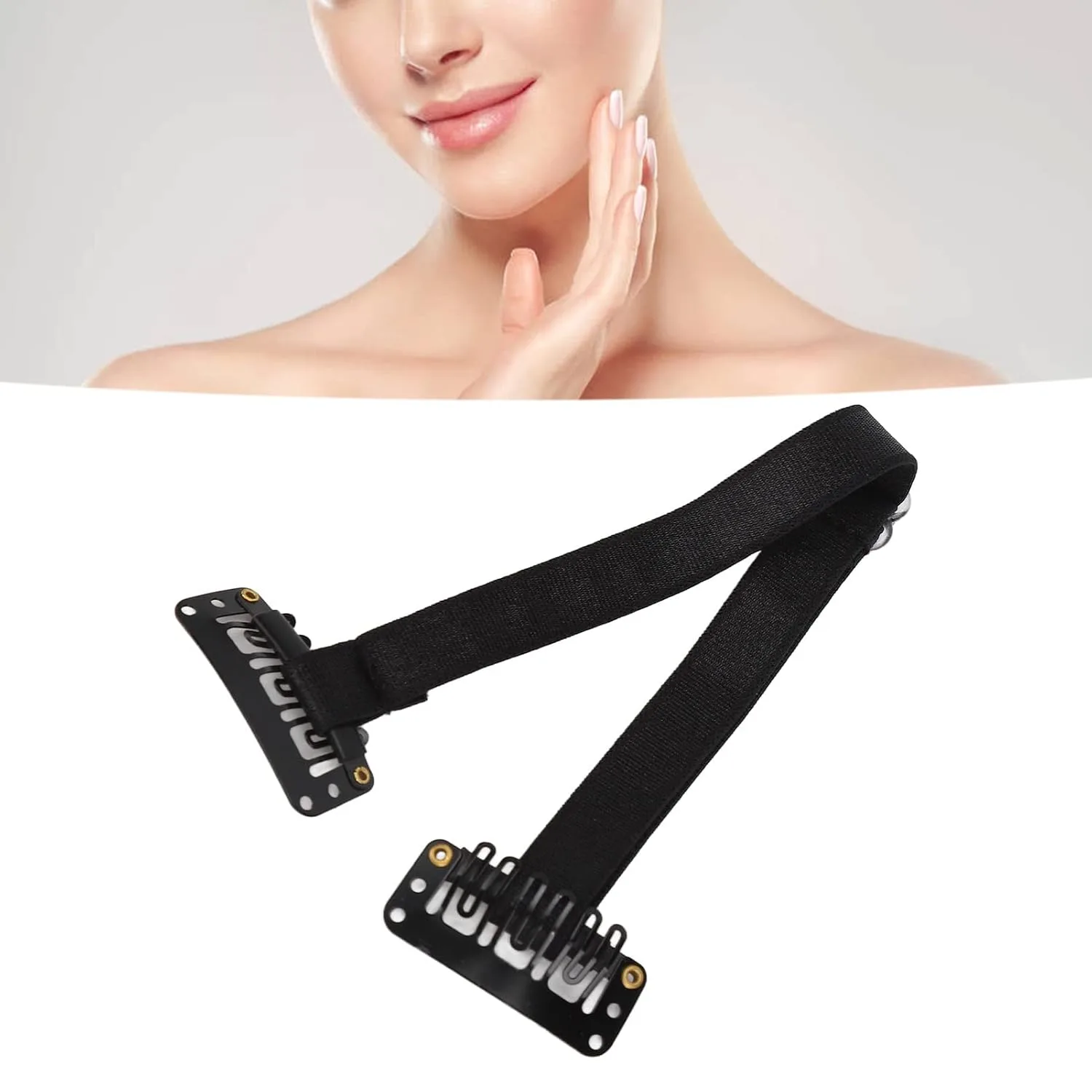 4Pcs Facelift Bands with Clips, Adjustable Elastic Instant Face Band, Invisible Hairpin Face Stretching Lifting Strap, Face Slimming Band, Wrinkles Remove Belt for Face