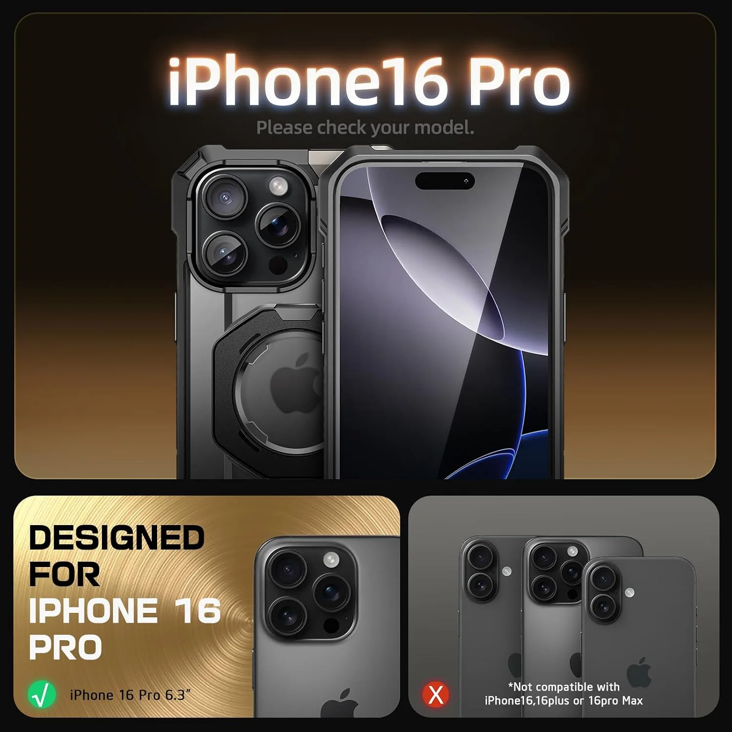 SUPCASE for iPhone 16 Pro Case with Camera Control Capture Button, Black