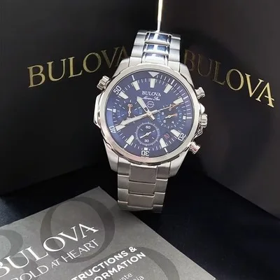 Bulova Men's Marine Star 96B256 Blue Dial Quartz Chronograph Watch 43MM