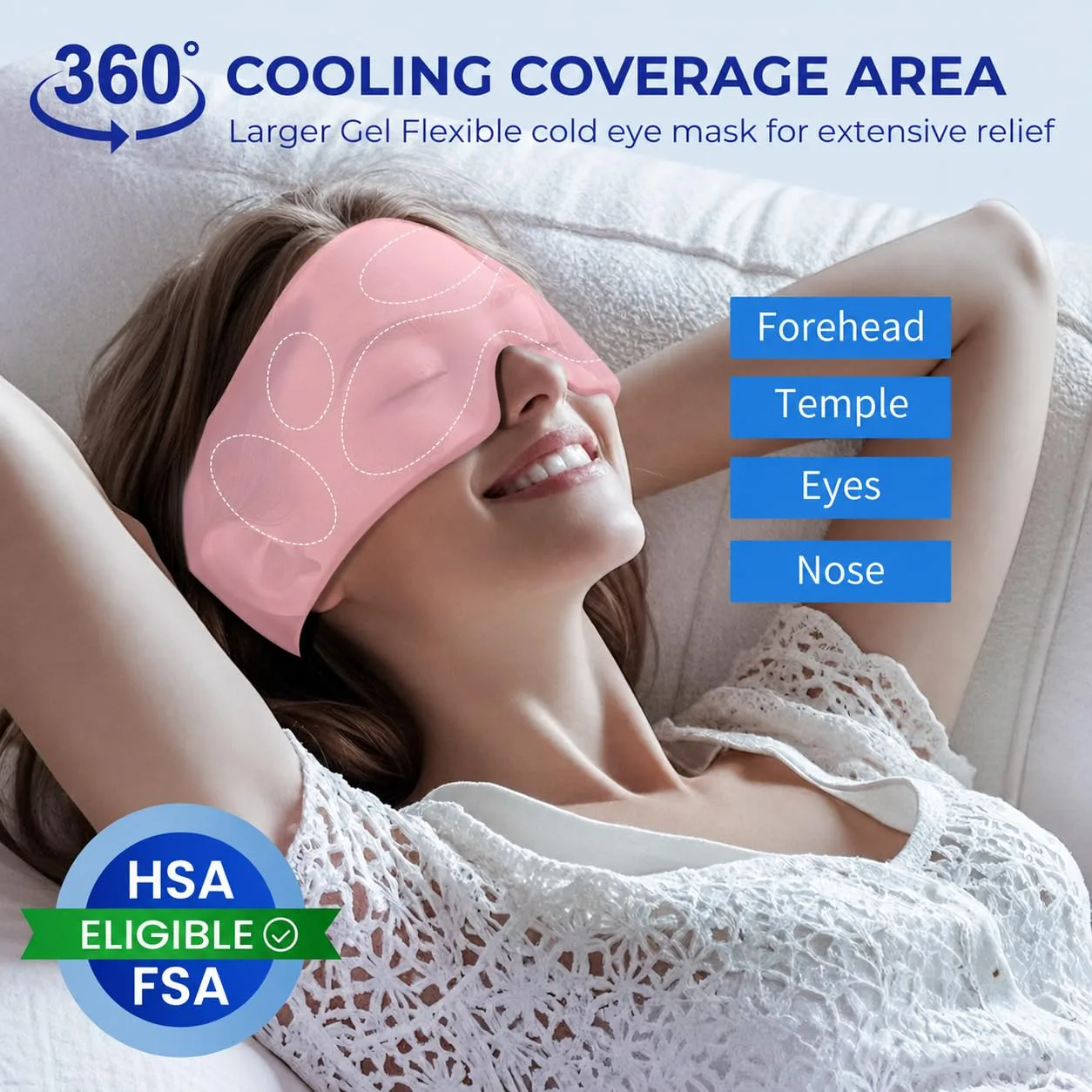 2 Pack Cooling Gel Eye Mask for Puffy Eyes, Migraine Relief, FSA Eligible