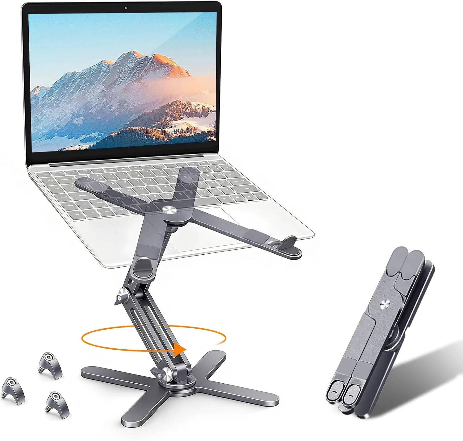 MOALLIA N86 360 Rotating Laptop Stand for Desk with Locking Knobs, Grey