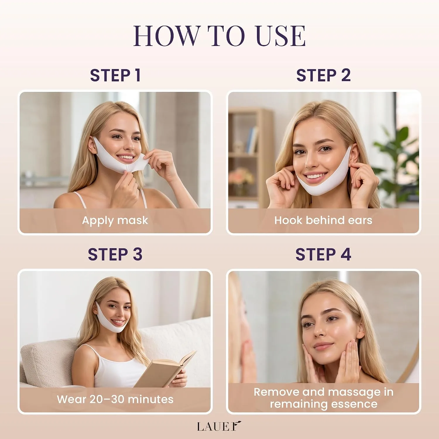 LAUER COSMETIC V-Line Bakuchiol Hydrogel Mask for Chin & Jawline, 5 Count