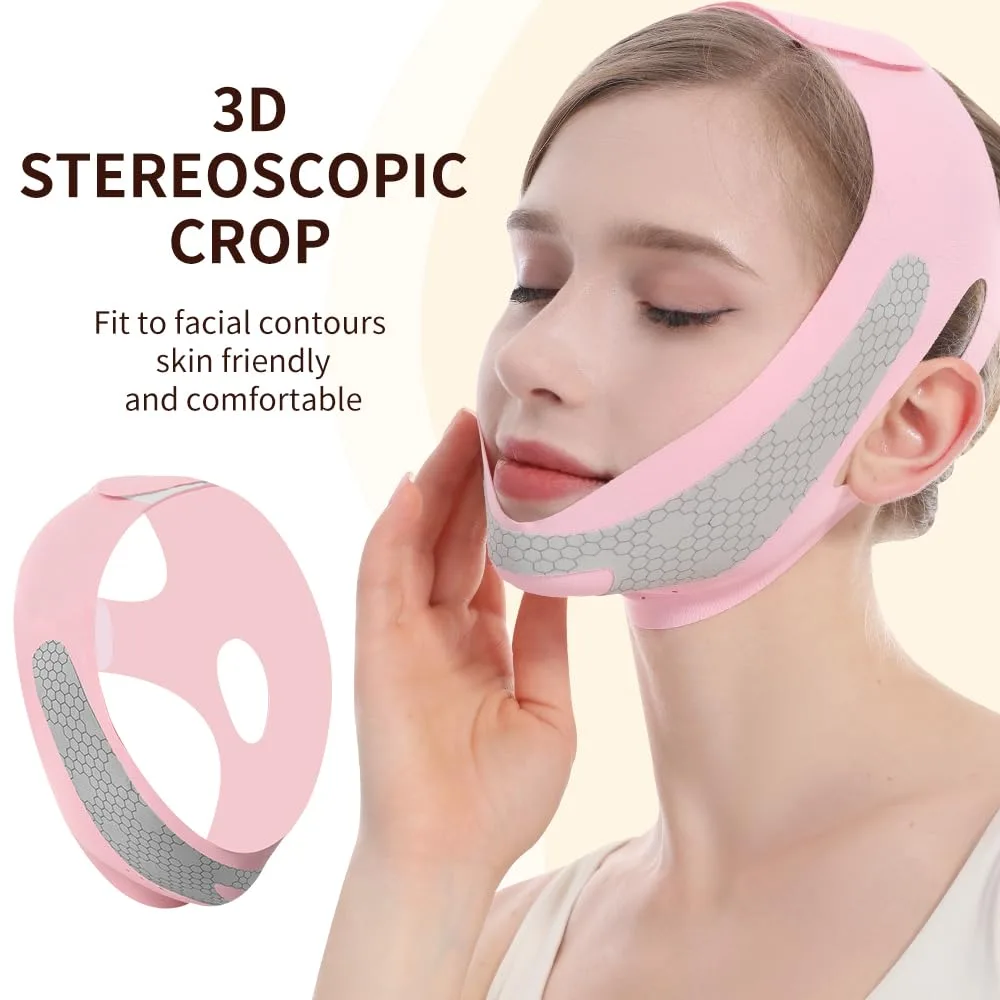 Graphene Shaper Chin Strap for Sleeping, Face Lifting Belt, Pink