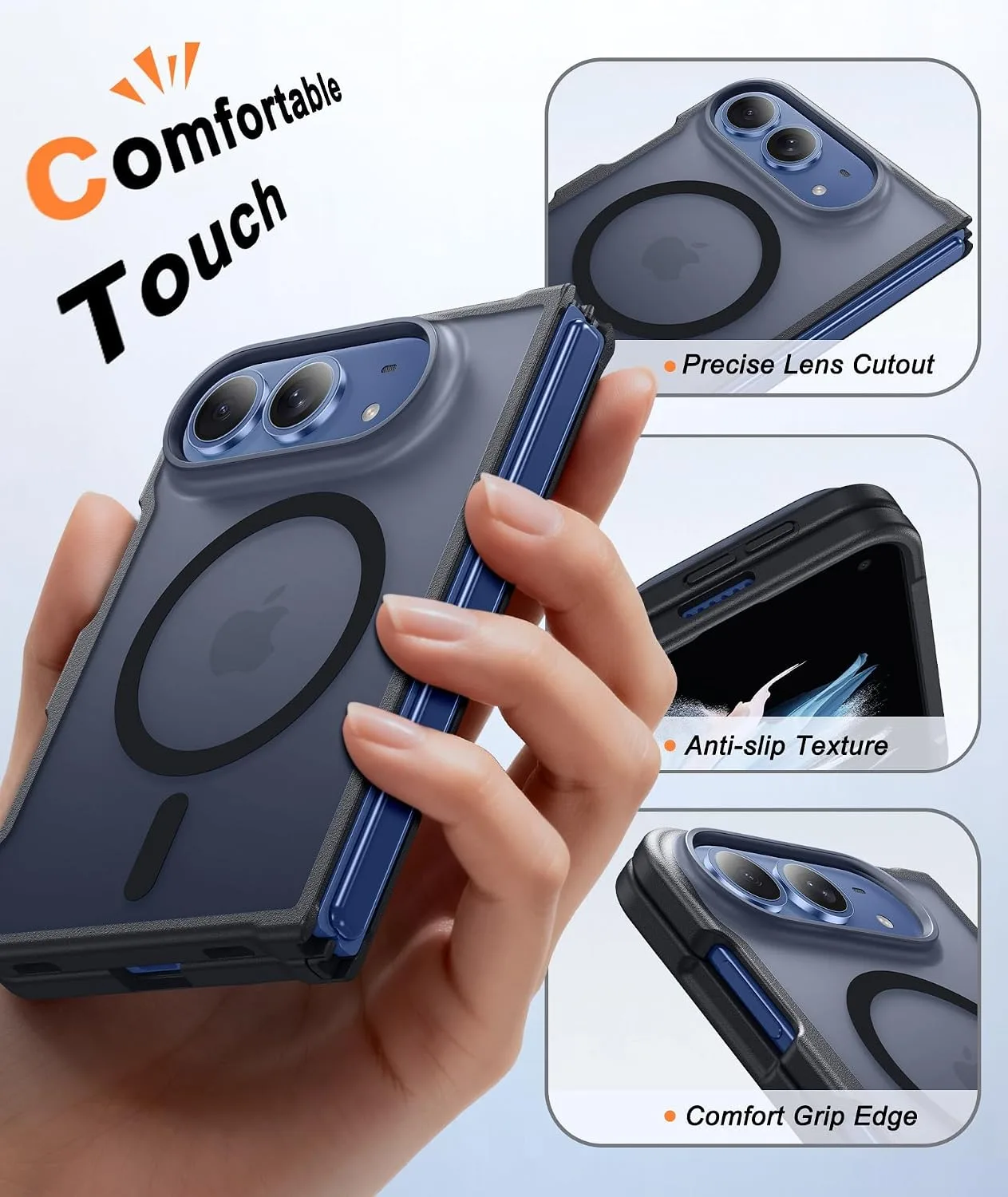 FNTCASE for iPhone Duo Case: Translucent Matte Fit for MagSafe Black