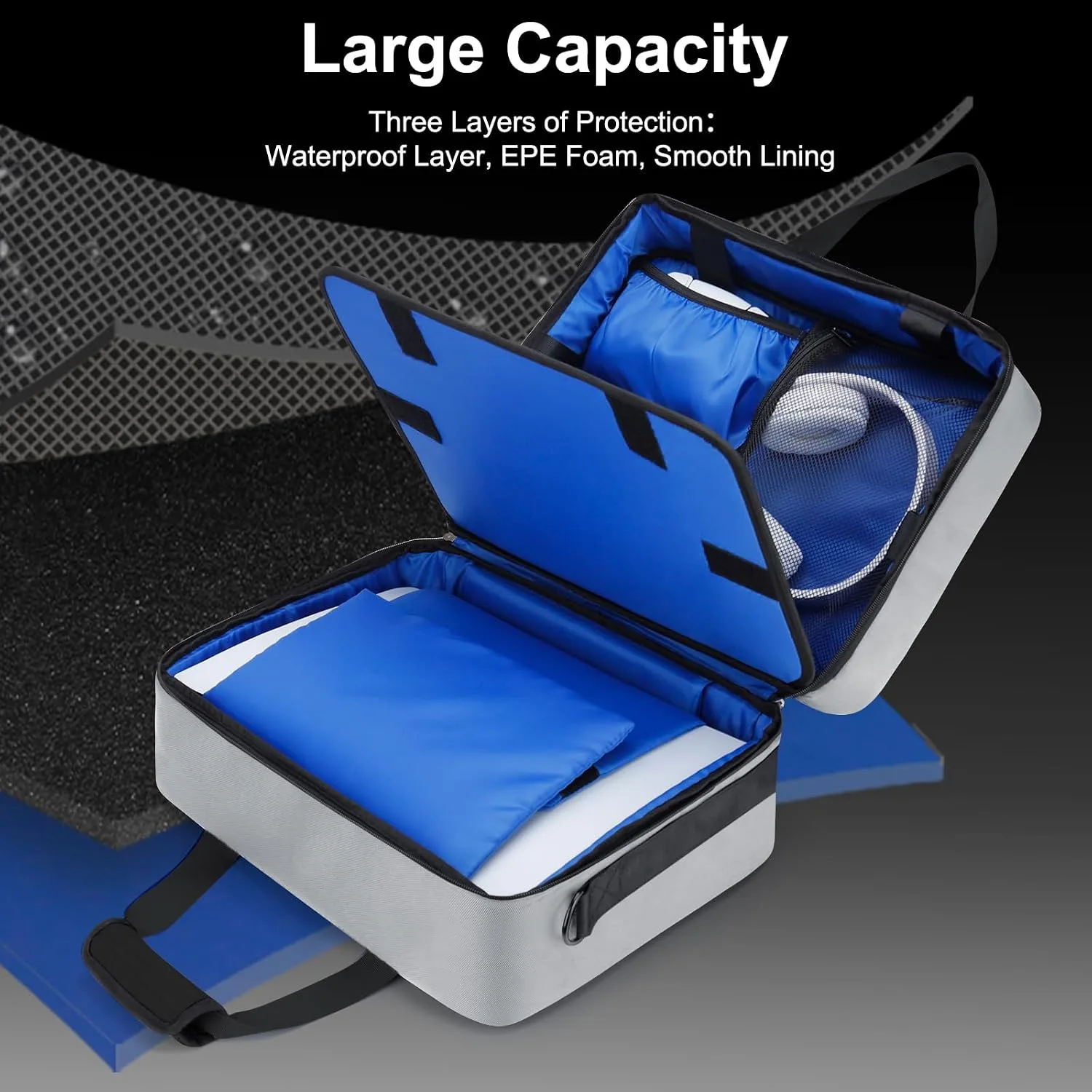 GDNasist Carrying Case Compatible with PS5/PS5 Pro/PS5 Slim, Grey