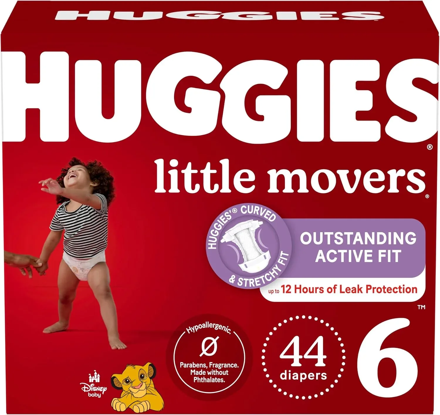 Pañales Huggies Little Movers Talla 6 para 35+ lbs, 44 unidades