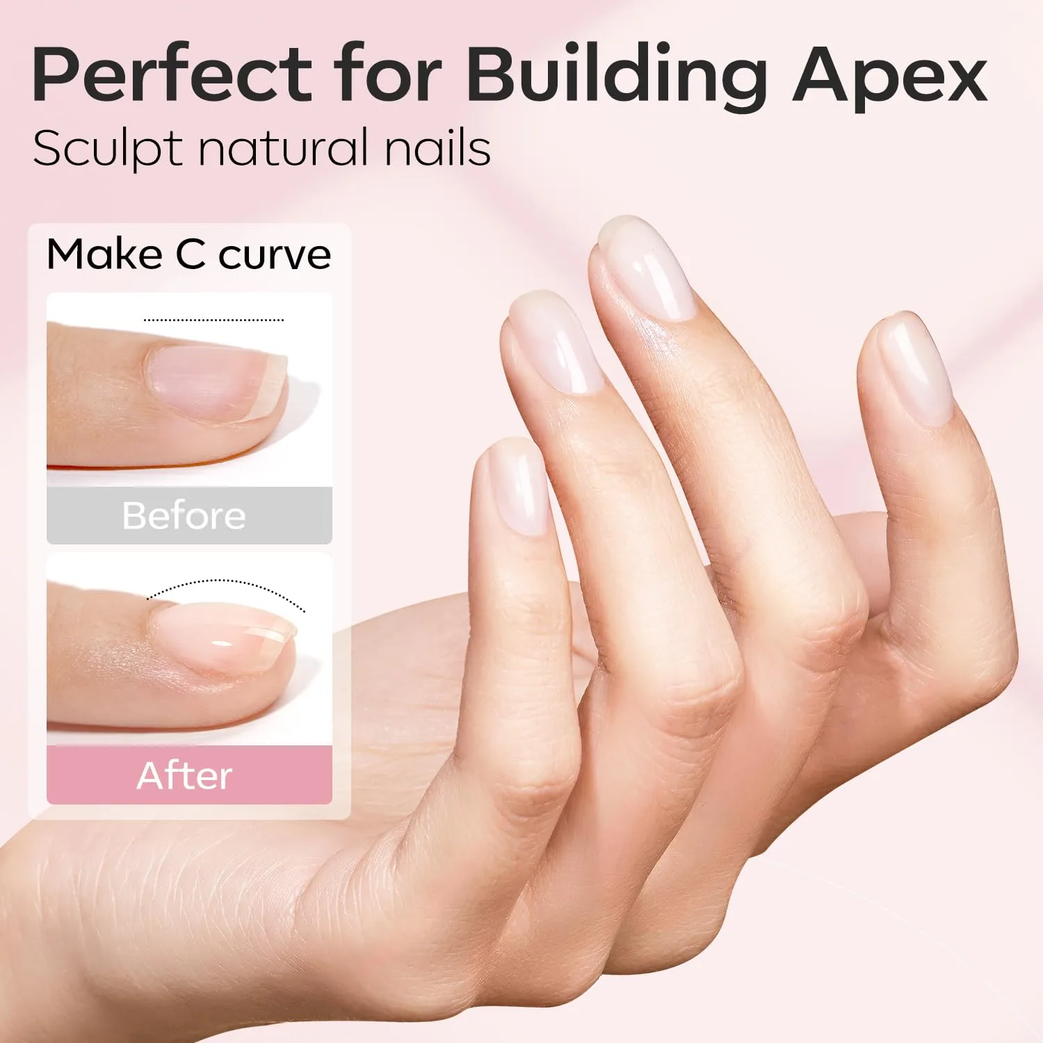 modelones Builder Nail Gel, 2 Pcs Clear and Cover Nude Builder Base Coat