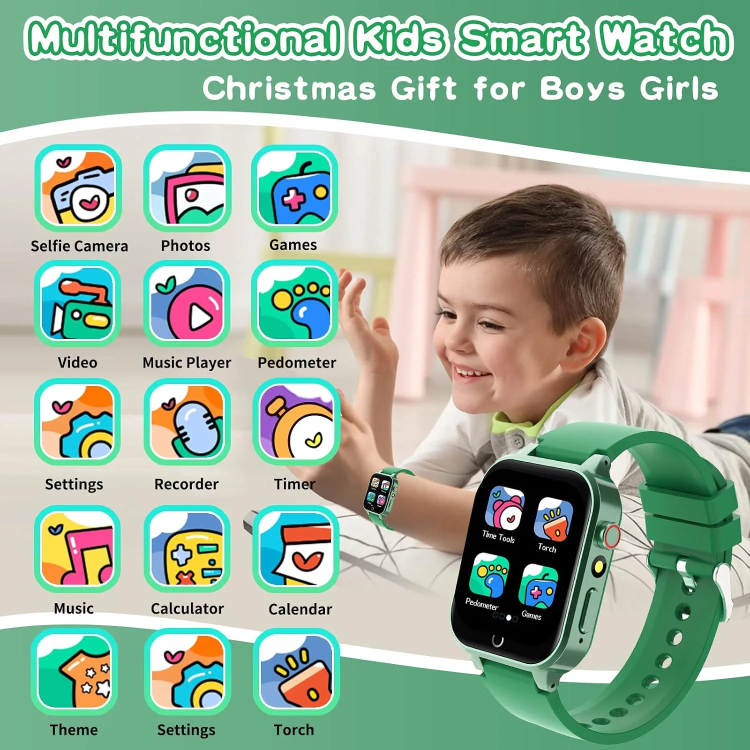 Cosjoype Kids Smart Watch Boys Gift for Age 6-10, 26 Games Touch Screen HD Video Music Player Learning Cards Audiostory Pedometer Educational Toys Birthday Gifts for Girls Ages 4 5 6 7 8