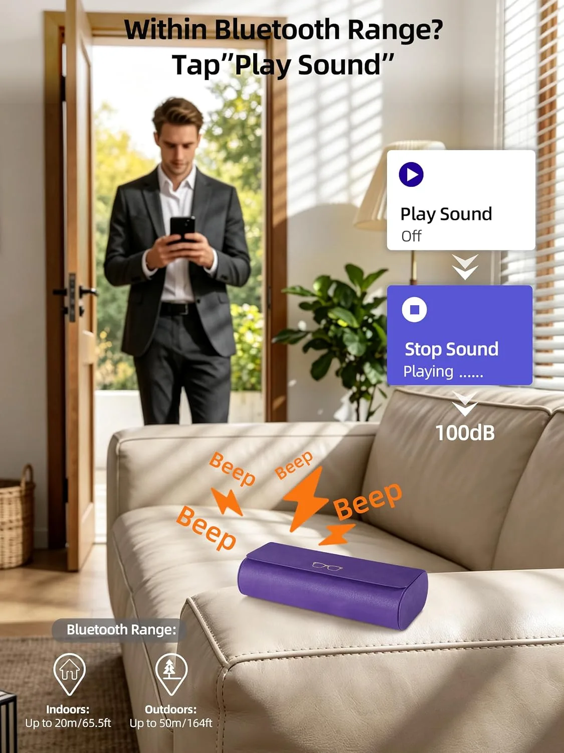 ExtreLife Smart Glasses Case, Works with Apple Find My, Rechargeable