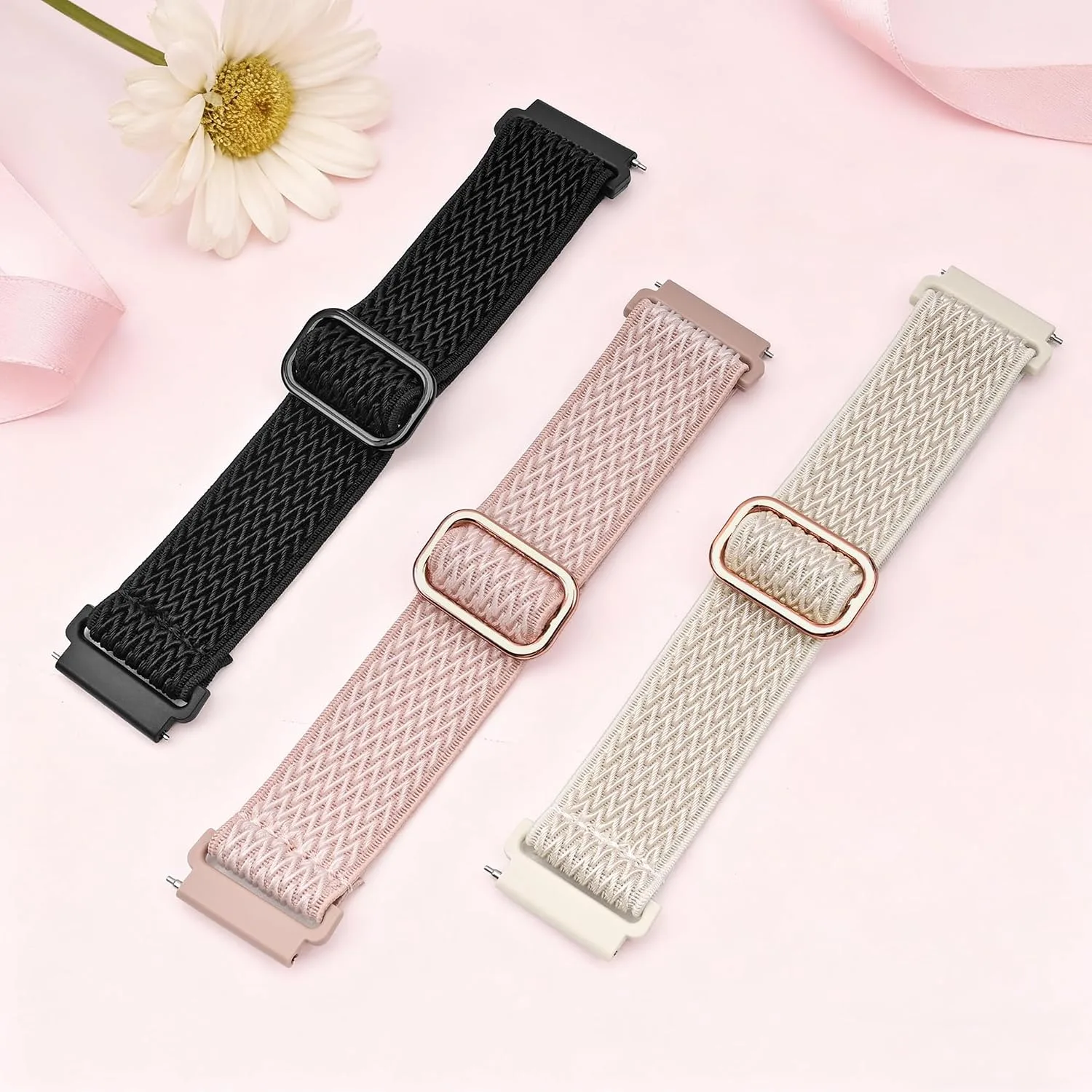 3 Pack L70 K62 G62 Smart Watch Bands for QONBINK K62 L70 TG38, Jacoosa K62 L70, ganopterygon L70 G128, BHNYBWUL L70,RUXINGX G62, 22mm Elastic Nylon Replacement Wristband Adjustable Straps